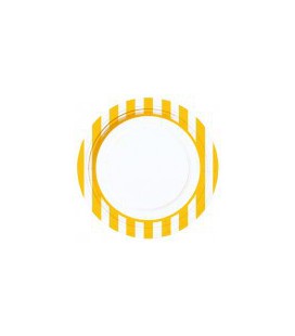 8 Yellow Stripe Dinner Plates