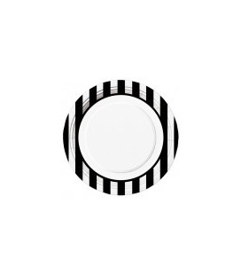 8 Black Stripe Dinner Plates