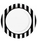 8 Grandes Assiettes Noir à Rayures