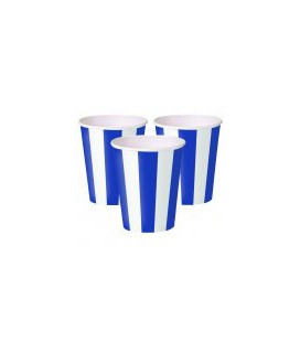 6 Royal Blue Stripe Cups