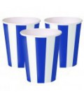 6 Royal Blue Stripe Cups