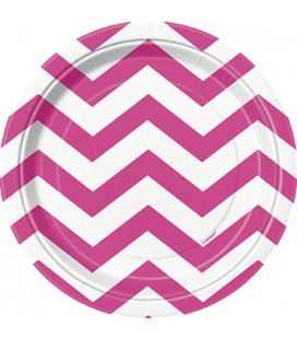 8 Grandes Assiettes Chevrons Magenta
