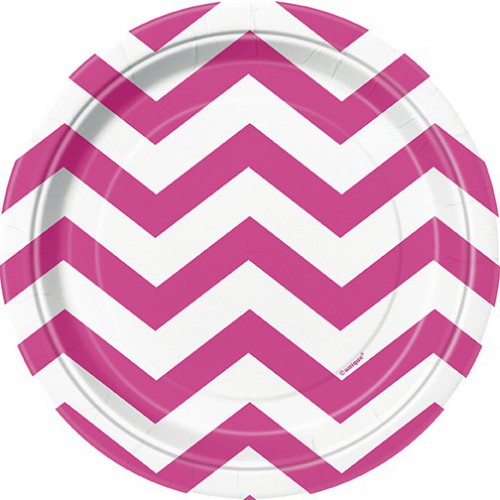 8 Grandes Assiettes Chevrons Magenta