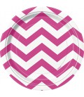 8 Magenta Polka Chevron Dinner Plates