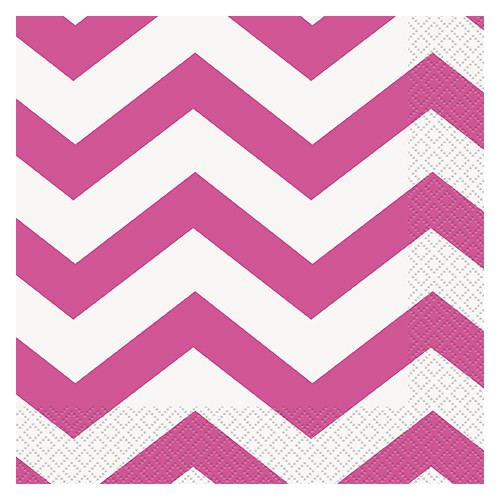 16 Magenta Chevron Lunch Napkins