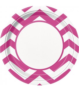 8 Petites Assiettes Chevrons Magenta