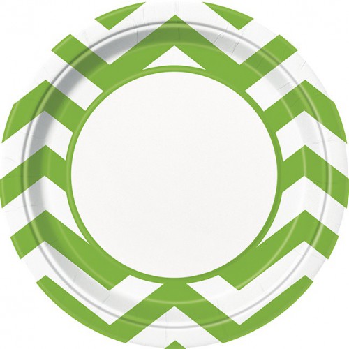8 Lime Chevron Dinner Plates