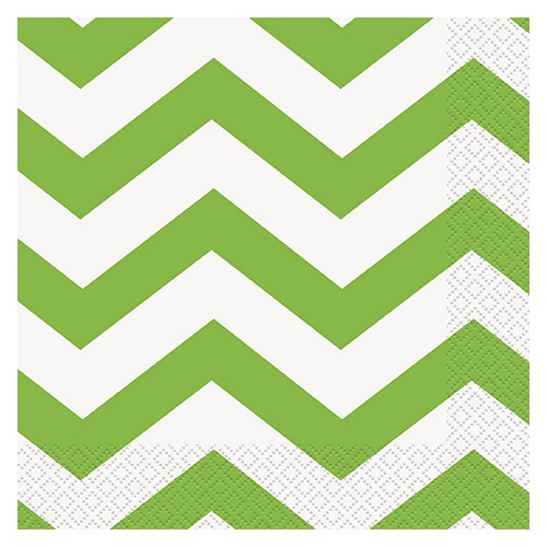16 Lime Chevron Lunch Napkins
