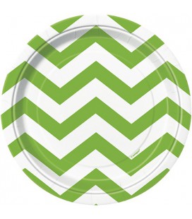 8 Petites Assiettes Chevrons Lime