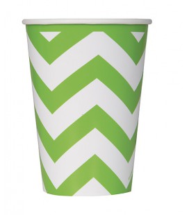 6 Lime Chevron Cups