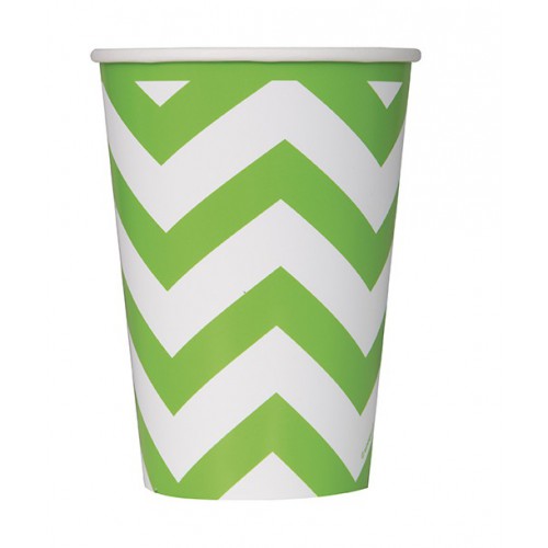 6 Lime Chevron Cups
