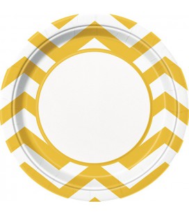 8 Grandes Assiettes Chevrons Jaune