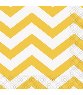 16 Yellow Chevron Lunch Napkins