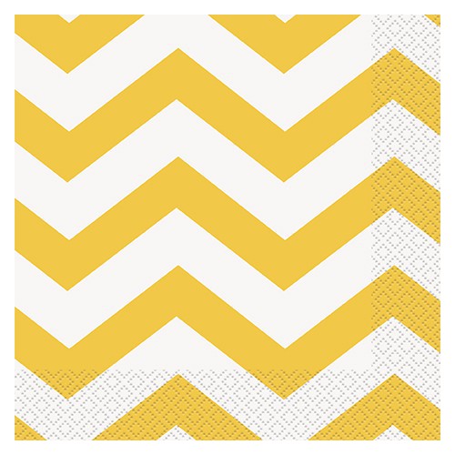 16 Grandes Serviettes Chevrons Jaune