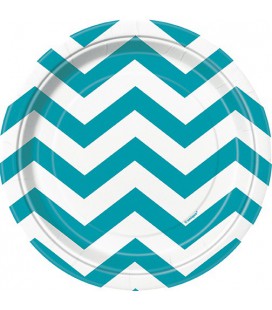 8 Petites Assiettes Chevrons Turquoise