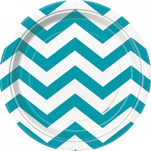 8 Turquoise Chevron Small Plates