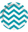 8 Petites Assiettes Chevrons Turquoise