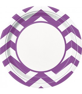 8 Mauve Chevron Dinner Plates