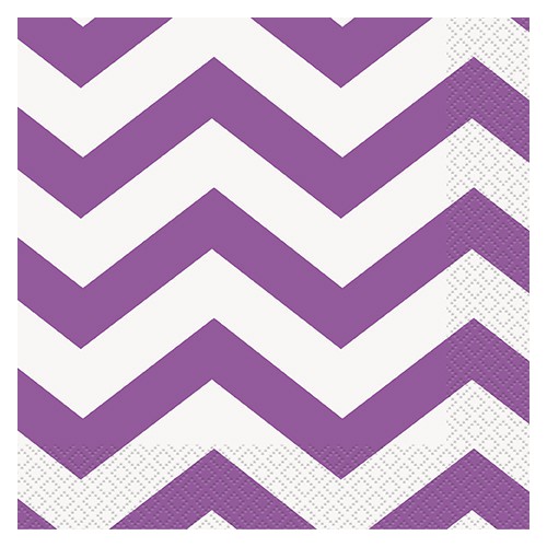 16 Grandes Serviettes Chevrons Mauve