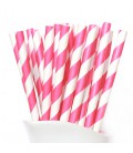 24 Magenta Striped Paper Straws