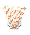 25 Orange Polka Dots Paper Straws