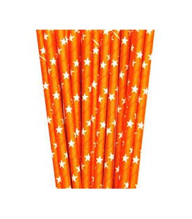25 Orange Star Paper Straws