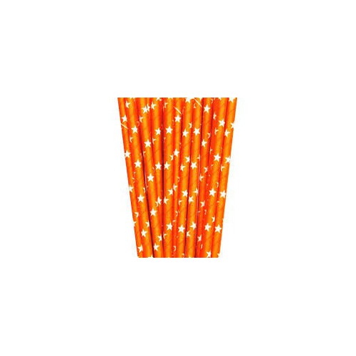 25 Orange Star Paper Straws