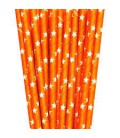 25 Pailles Papier Etoiles Orange