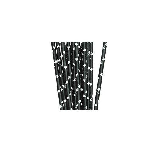 25 Black Star Paper Straws