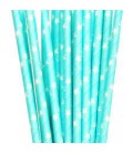 25 Light Blue Star Paper Straws