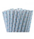 25 Blue Polka Dots Paper Straws