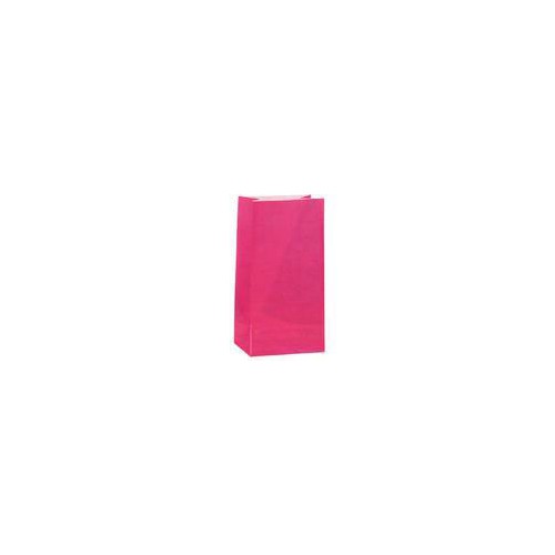 12 Magenta Paper Party Bags