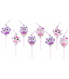 8 Owl Party Straws