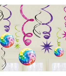 12 Décorations Suspendues Disco Fever