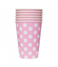 6 Pink Polka Dots Cups