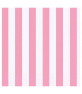 16 Pink Stripe Lunch Napkins