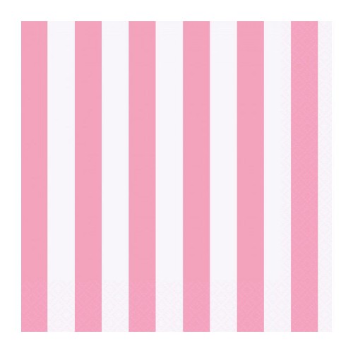 16 Pink Stripe Lunch Napkins