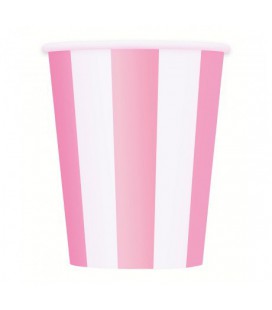 6 Rosa Becher mit Streifen