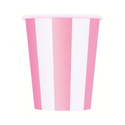 6 Pink Stripe Cups