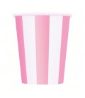 6 Pink Stripe Cups