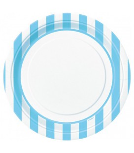 8 Baby Blue Stripe Dinner Plates