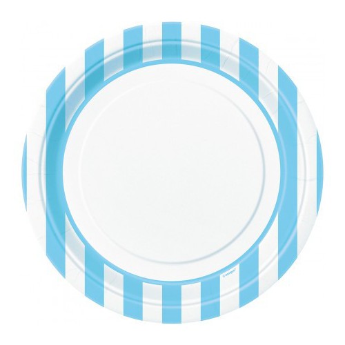 8 Baby Blue Stripe Dinner Plates