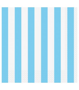 16 Baby Blue Stripe Lunch Napkins