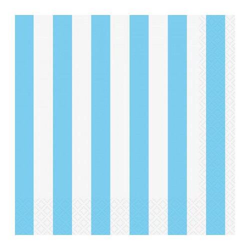 16 Baby Blue Stripe Lunch Napkins