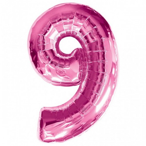 Pink Mylar Ballon Number 9