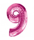 Pink Mylar Ballon Number 9