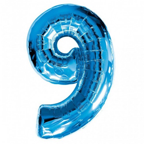 Blue Mylar Ballon Number 9