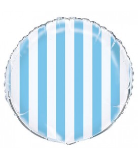 Folienballon Hellblau mit Streifen