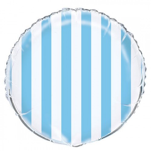 Folienballon Hellblau mit Streifen