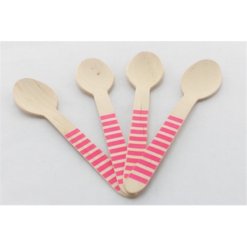 Holzlöffel Magenta Streifen
